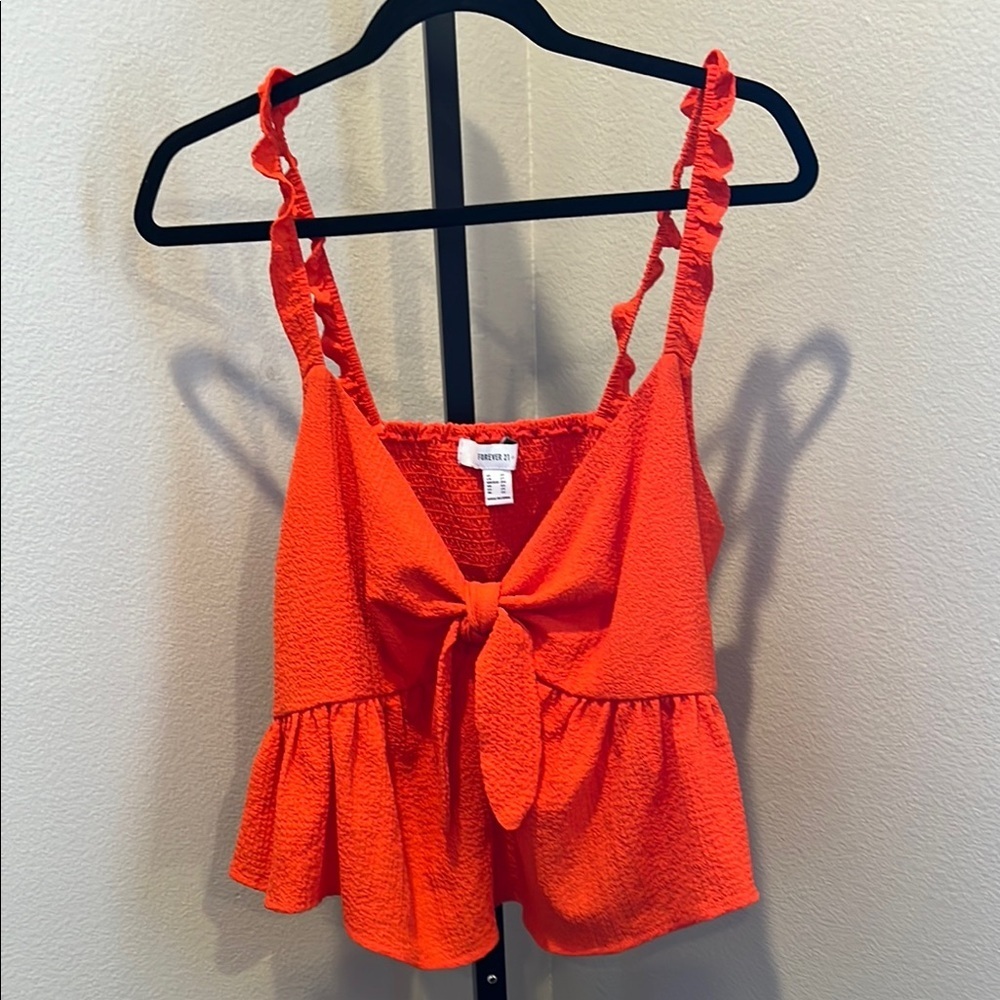Forever 21 Orange Tie Front Camisole
